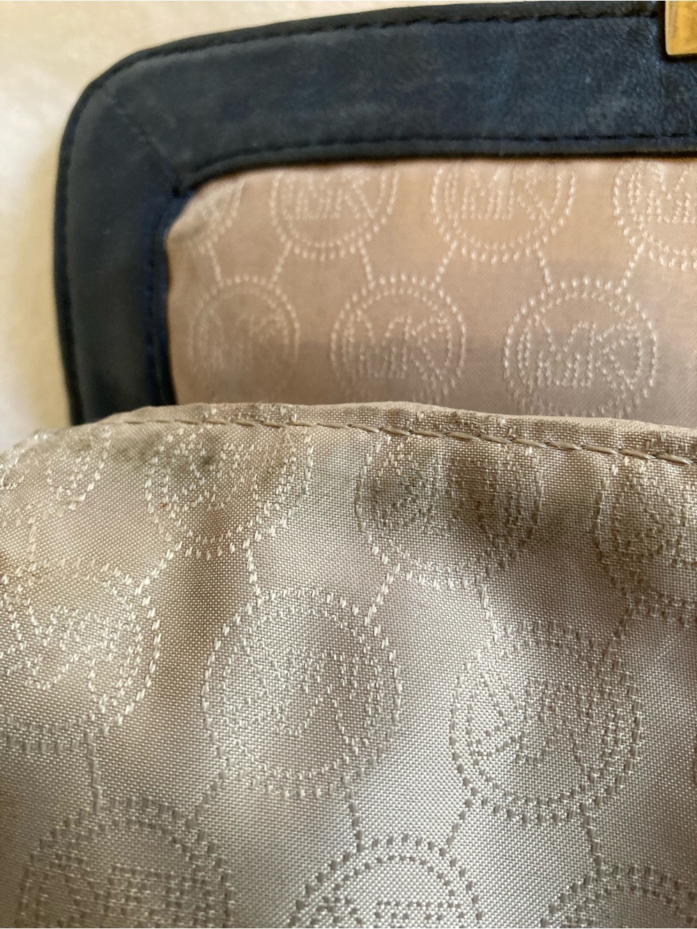 Michael Kors Quilted Navy BlueCrossbody with Gold Chain - Picture 7 of 12